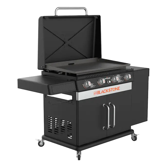 Blackstone 36 Culinary Cabinet Griddle with Side Table 4-Burner Liquid Propane Flat Top Grill