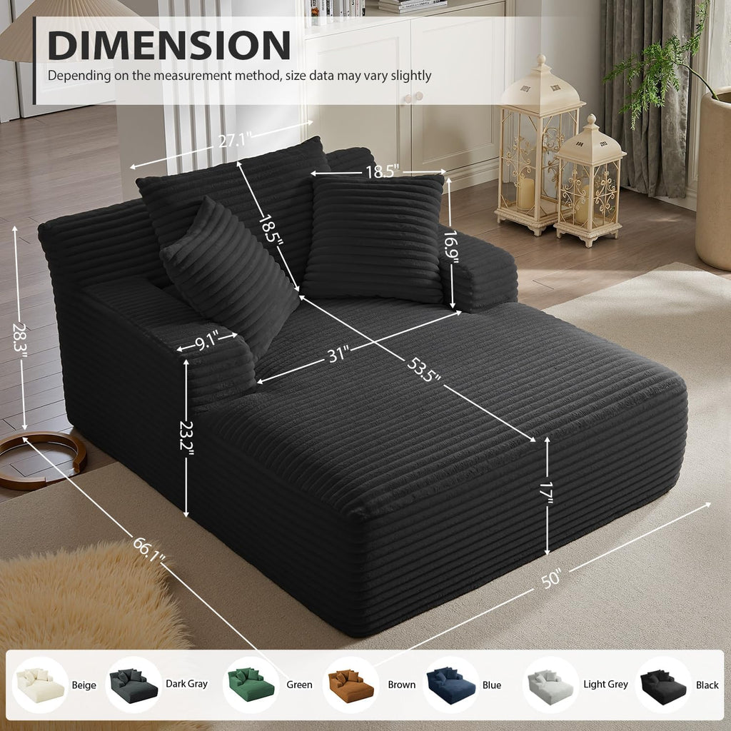 50-inch indoor recliner oversized corduroy upholstered boneless sofa bed deep sleeper sofa