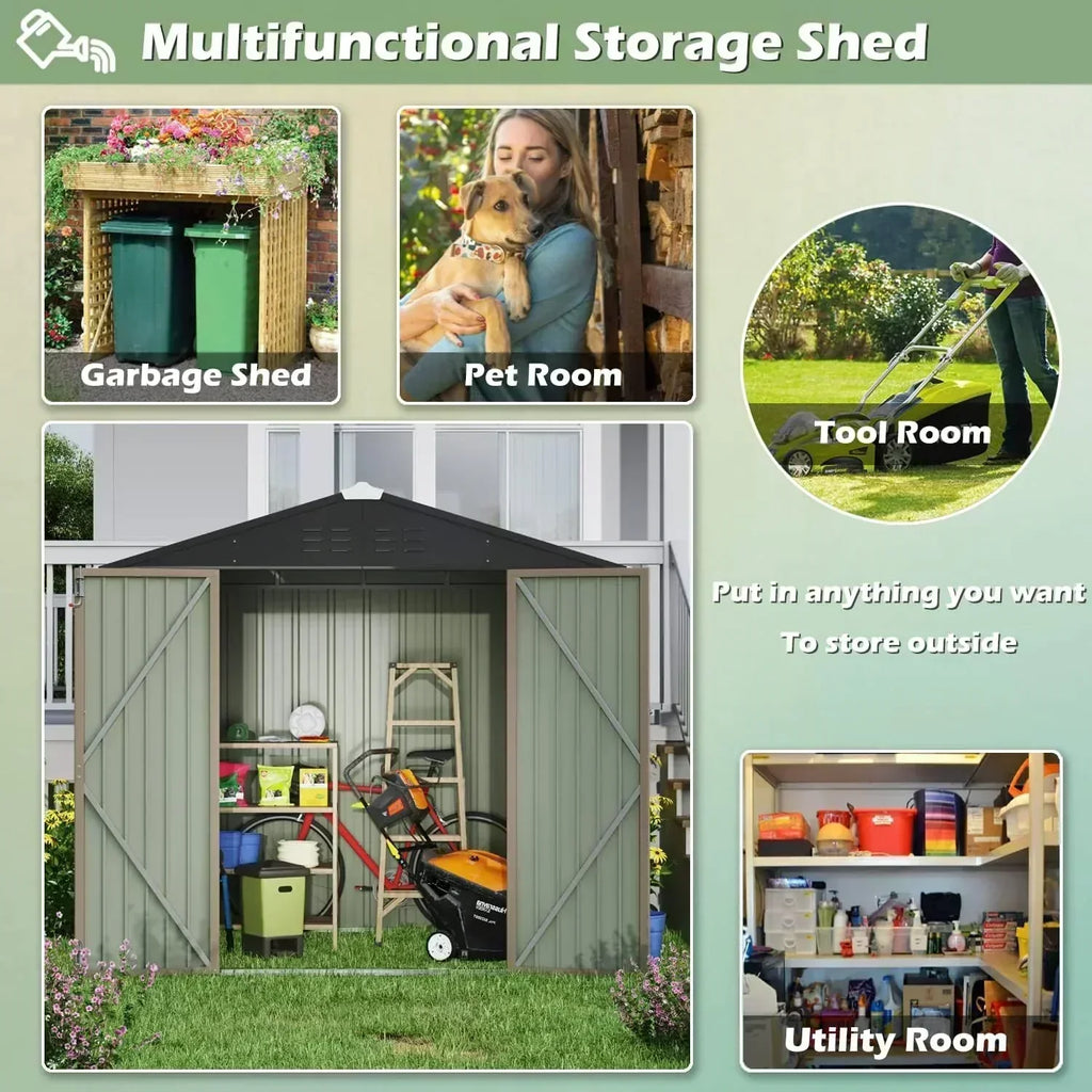 Devoko Outdoor Storage Shed Lockable Metal Garden Shed Steel Anti-Corrosion Storage House