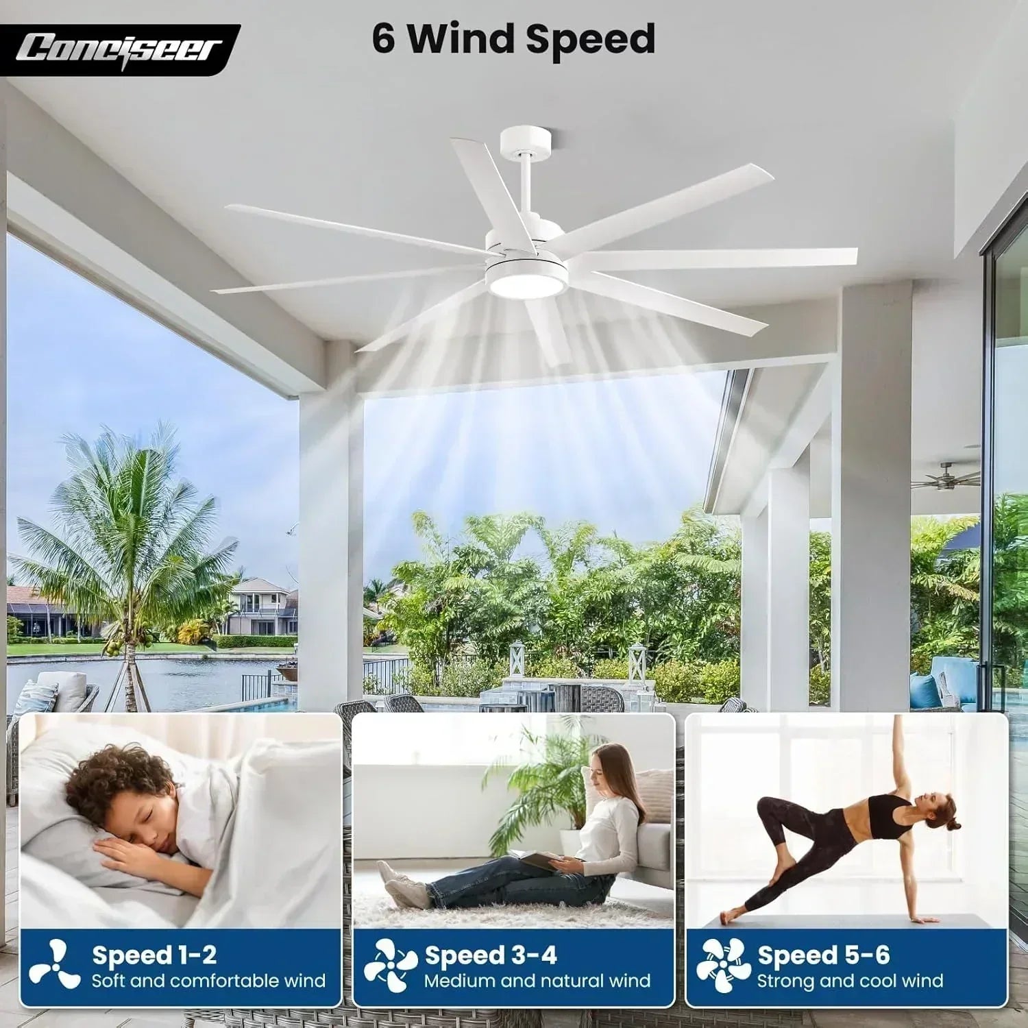 Modern ceiling fan 72 inch bedroom living room library cafe outdoor/industrial