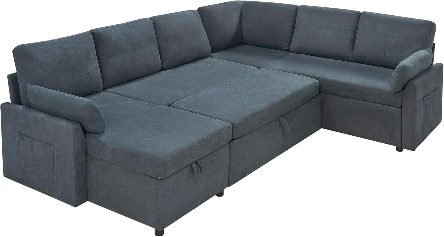 VanAcc Sofa Bed Sleeper Sofa with Storage Chaise 2 in 1 Pull Out Couch Living Room