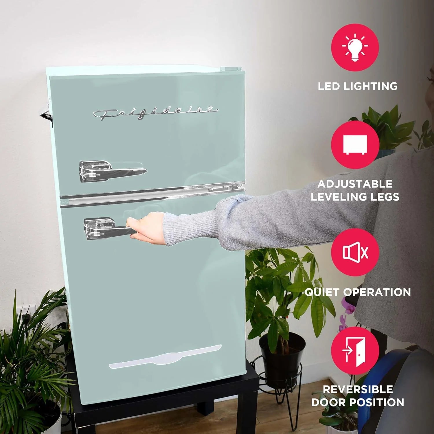 Frigidaire Retro Mini Fridge with Freezer Side Bottle Opener-Small 2 Door Refrigerator Office Bar