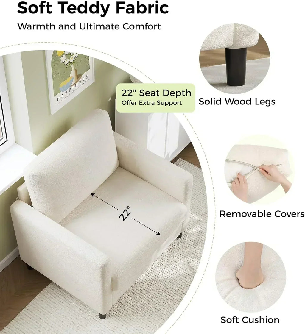 Loveseat Sofa 51 Love Seat Comfy Corduroy Small Loveseat Tool-Free Setup Couch