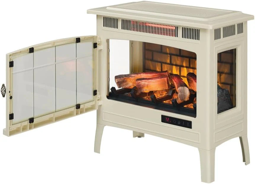 Freestanding Electric Fireplace Stove Heater with 3D Flame Effect for 1,000 Sq. Ft