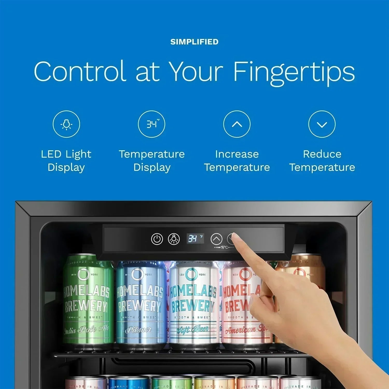 hOmeLabs Beverage Refrigerator and Cooler Mini Fridge with Glass Door for Soda Beer or Wine