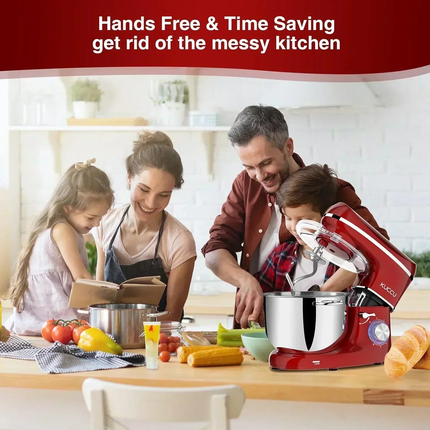 Stand Mixer 6.5 Qt 660W 6-Speed Tilt-Head Food Dough Mixer Kitchen Electric Mixer Stainless Steel