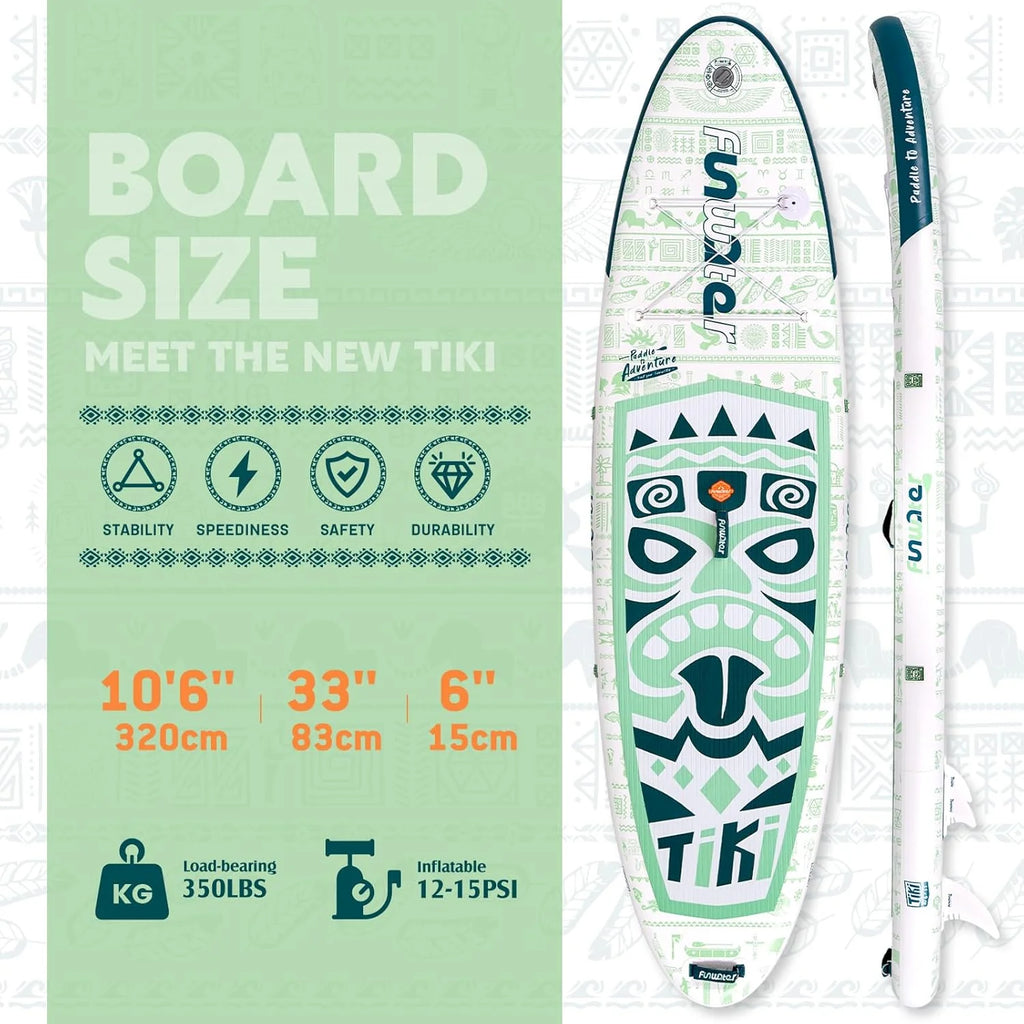 FunWater Inflatable Stand Up Paddle Board with Premium SUP Paddle Accessories, Non-Slip EVA Deck, 11'/10'6' Paddle