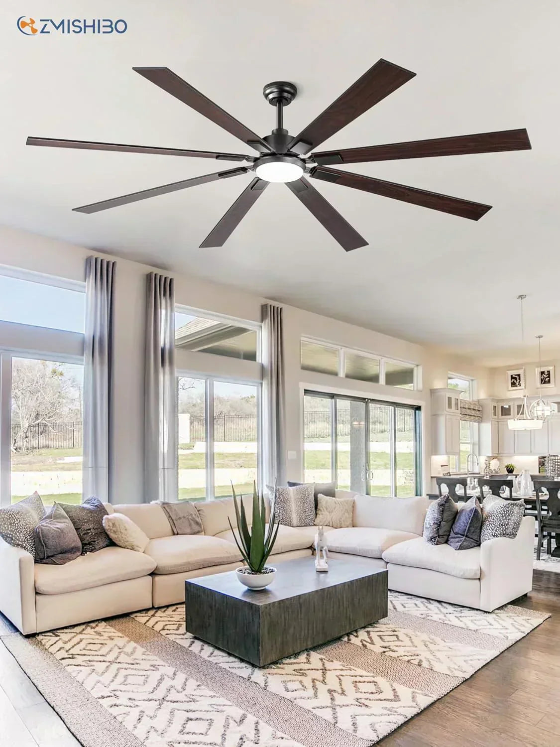 Zmishibo 72-inch large ceiling fan with lighting and remote indoor/outdoor