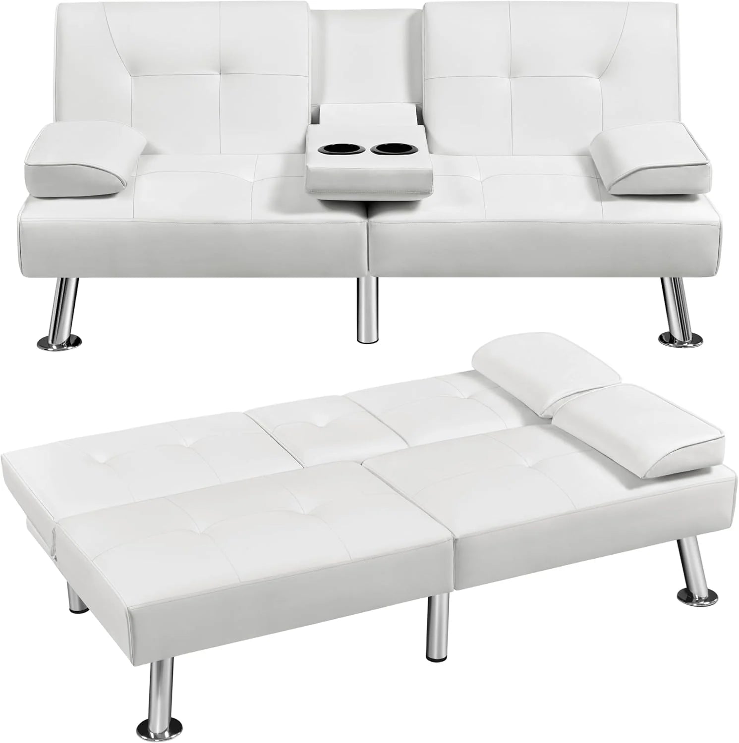 Convertible Sofa Bed Modern Imitation Leather Home Recliner Flip Double Sofa Folding Sofa Bed Guest Bed