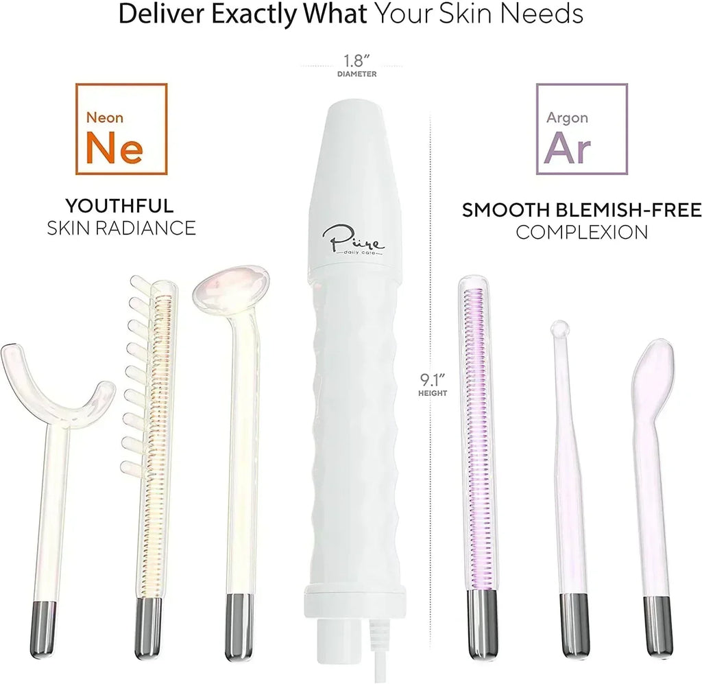 NuDerma Professional Skin Therapy Wand Portable Skin Therapy Machine with 6 Neon Argon Wands