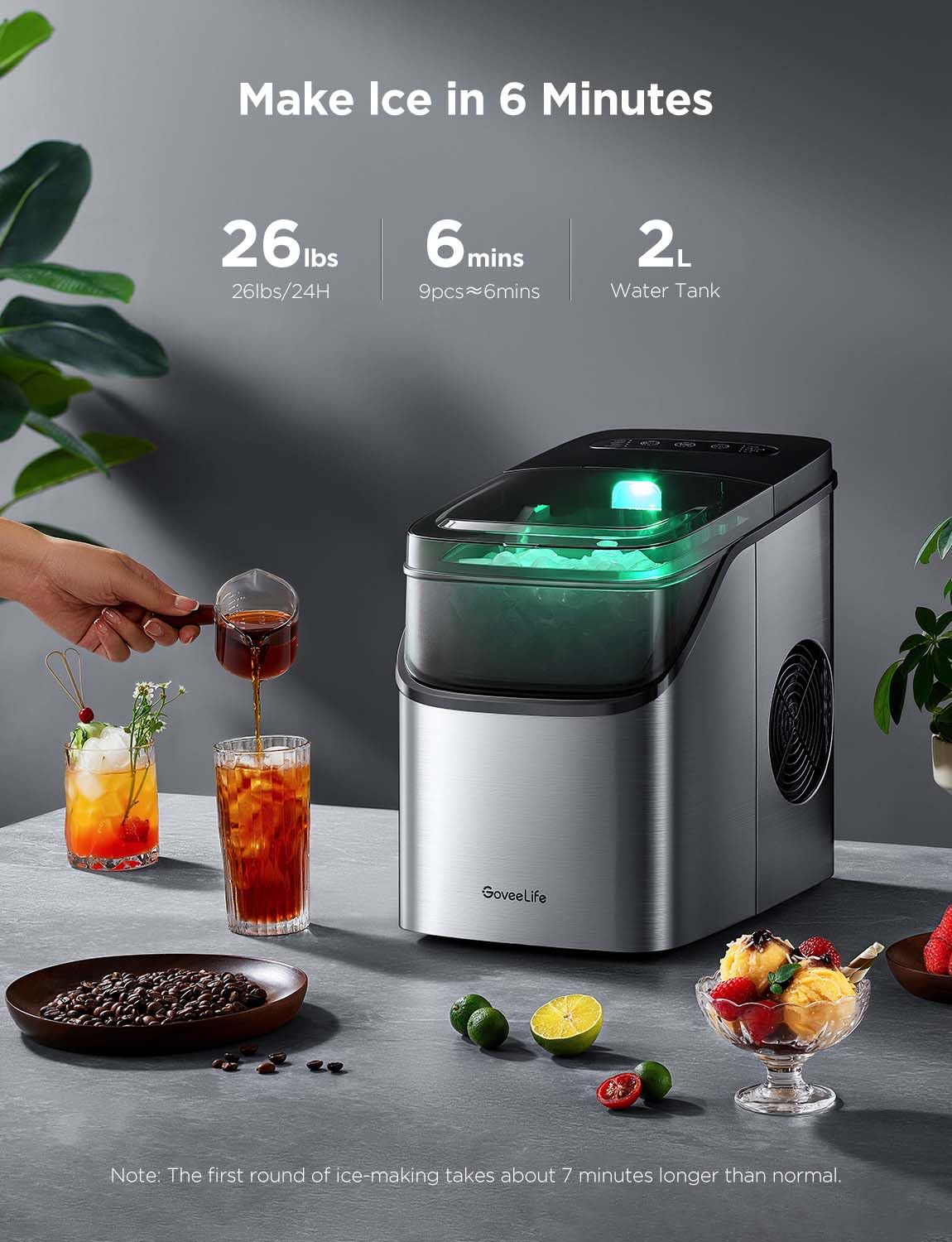 GoveeLife Smart Ice Maker Countertop Portable Ice Machine with Voice Control 9 Ice Cubes