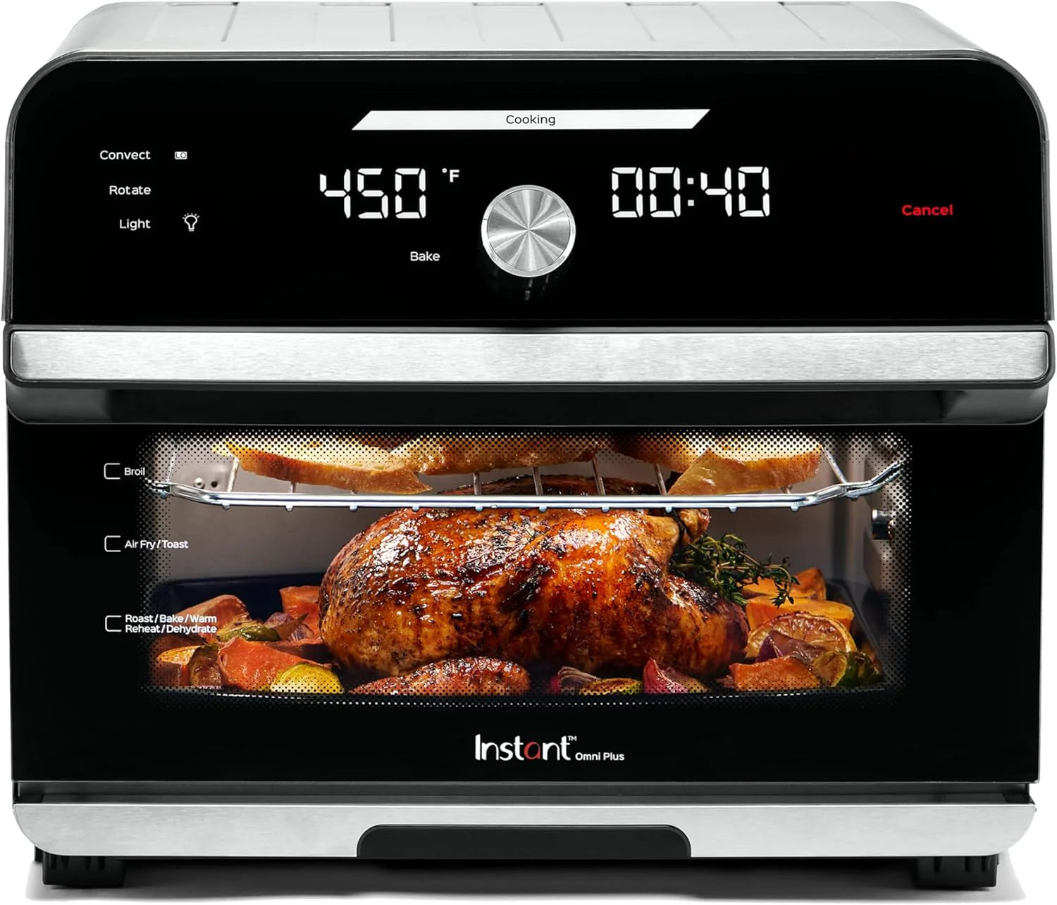 Instant Pot Omni Plus 19QT/18L Toaster Oven Air Fryer, 10-in-1 Functions, Fits 12 Pizza, Crisp, Broil, Bake, Roast, Toast, Warm, Convection, 100+ In-App Recipes, from the Makers of Instant Pot, Black