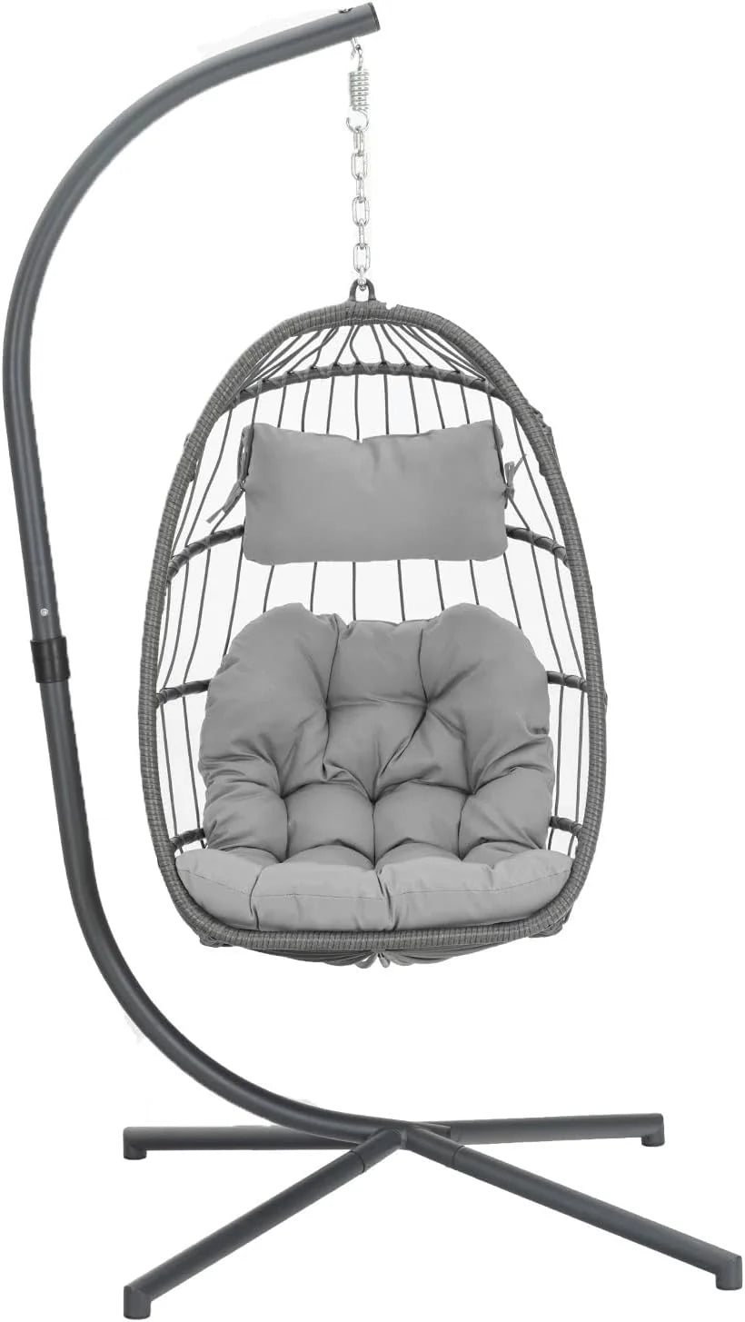 Yechen Indoor Outdoor Egg Hanging Chair Patio Wicker Swing Egg Chair Indoor Swinging Chair