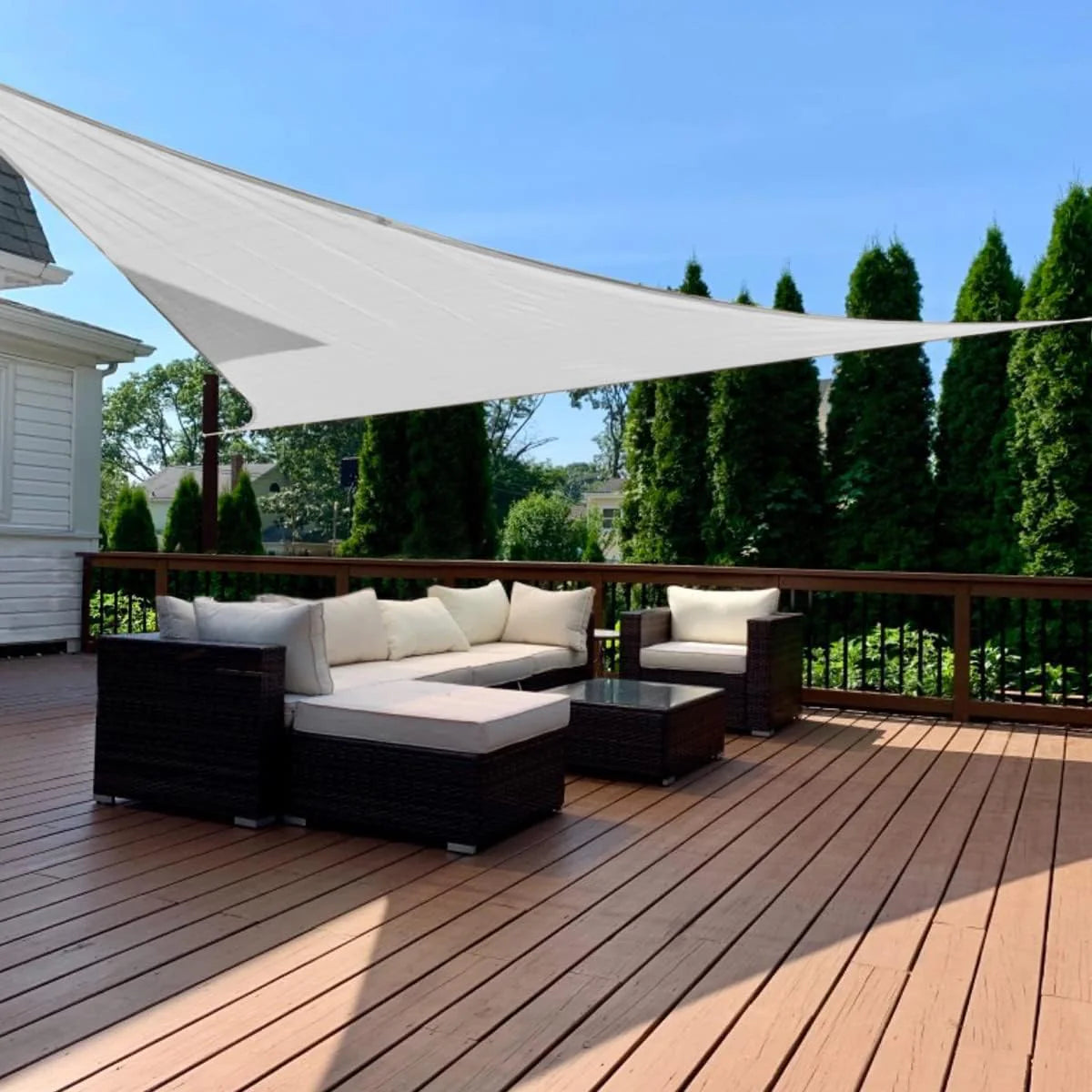 Quictent 20X20FT 185G HDPE Square Sun Shade Sail Canopy 98% UV Block Outdoor Patio Garden with Hardware Kit (Brown)