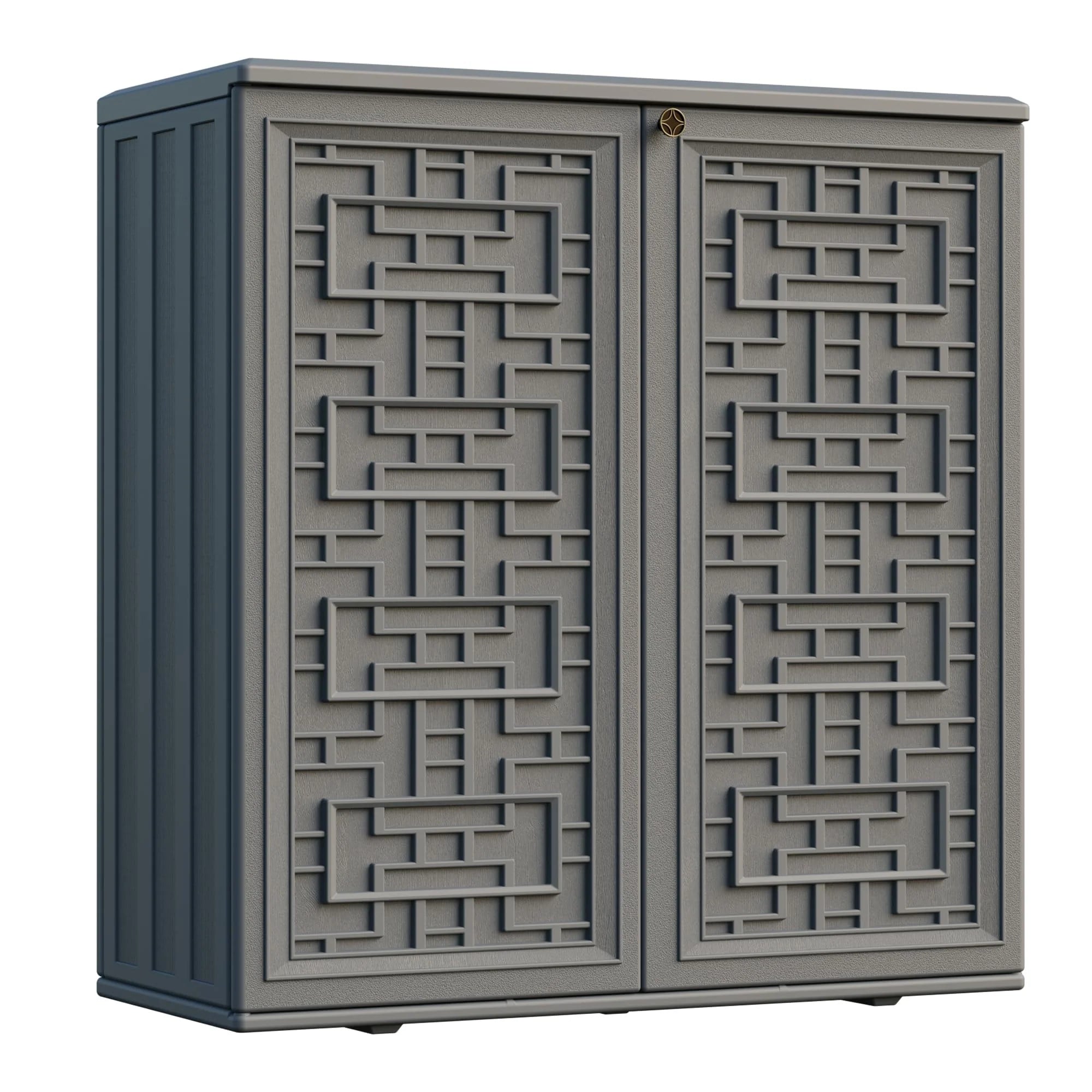 Indoor Outdoor Storage Cabinet Waterproof with Shelf Off White Plastic Outdoor Cabinets
