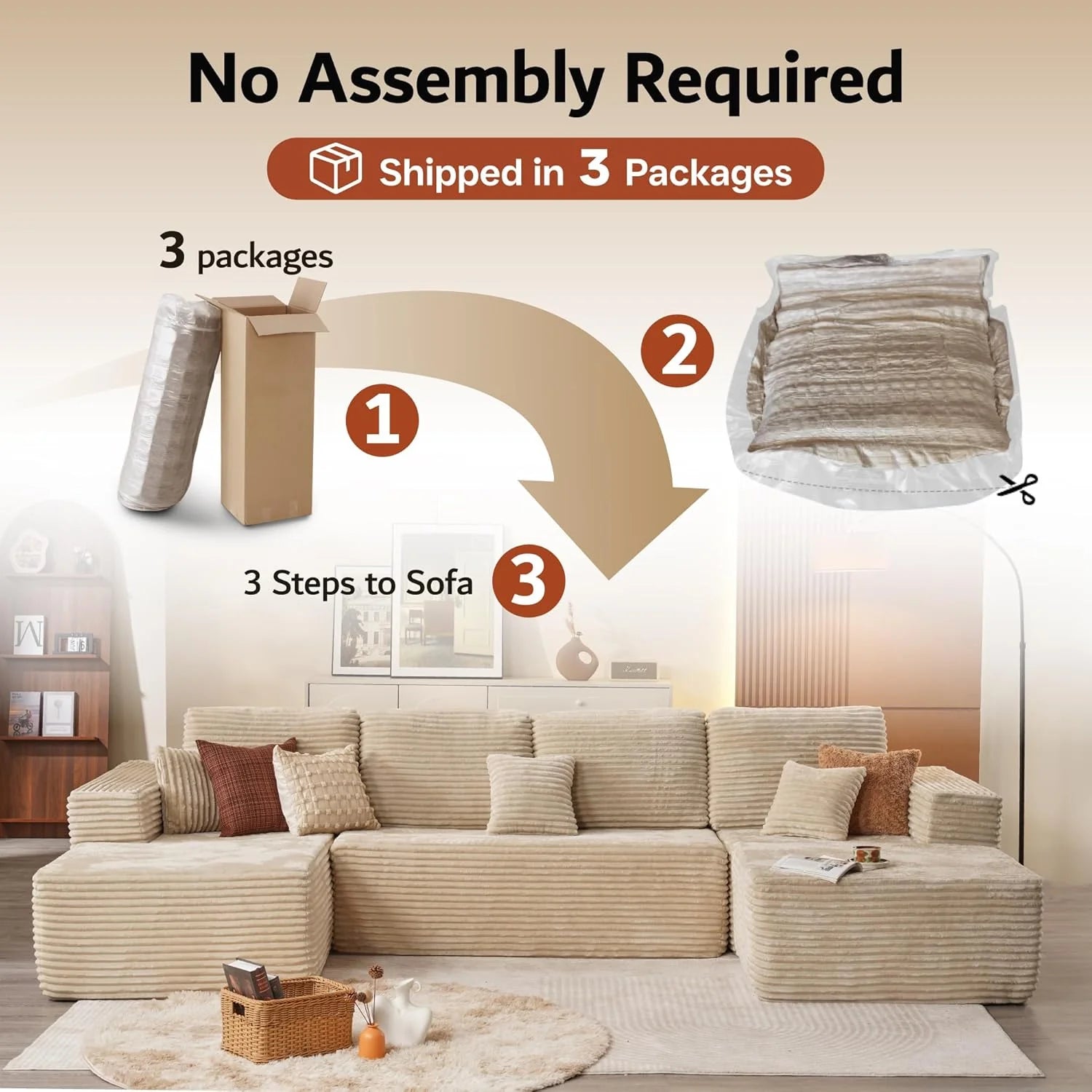 Ovios 104 Cloud Section Sofa L-shaped lounge chair, modern modular sofa