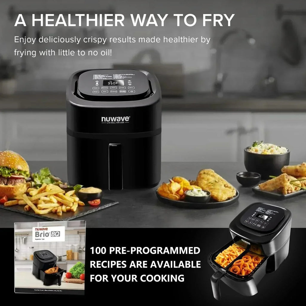 Nuwave Brio 15.5Qt Air Fryer Oven quickly reheats bakes and dehydrates food