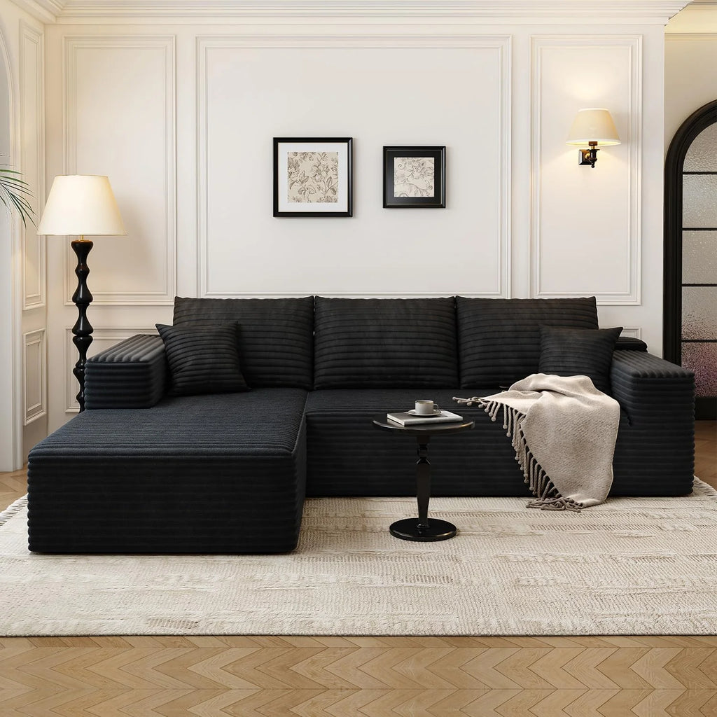 107.5 inch Cloud Modular Sectional Sofa with L-Shaped Chaise Lounge, Modern Minimalist Upholstered Sofa Deep Seating Corner Sofa