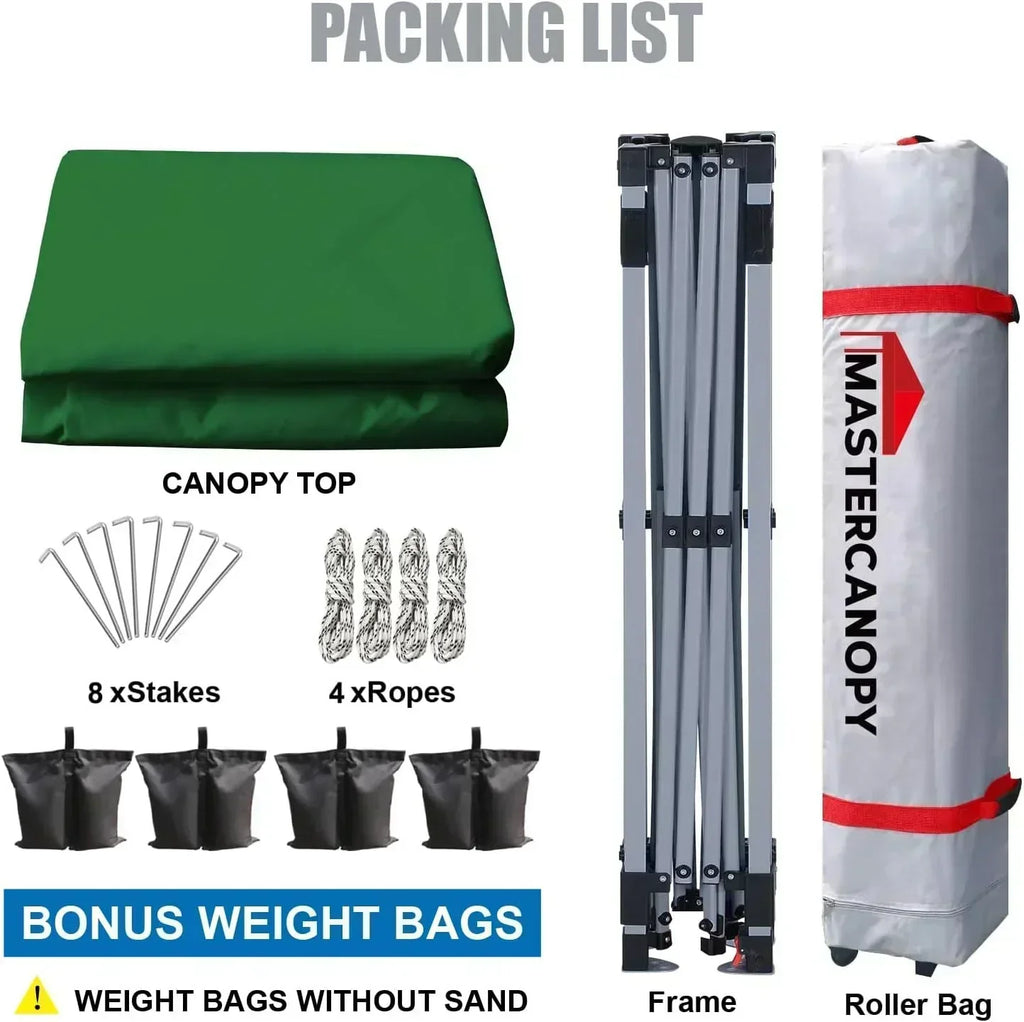 Durable Pop-up Canopy Tent with Roller Bag (10x10 Black)
