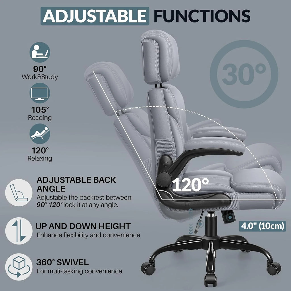 Office Chair Large High-Foot Computer Desk Chair, Breathable Leather Chair Lumbar Support Rotating Computer Chair