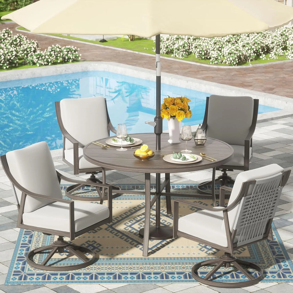 NATURAL EXPRESSIONS 5-Piece Outdoor Patio Dining Set 4pcs Patio Swivel Rocking Chairs