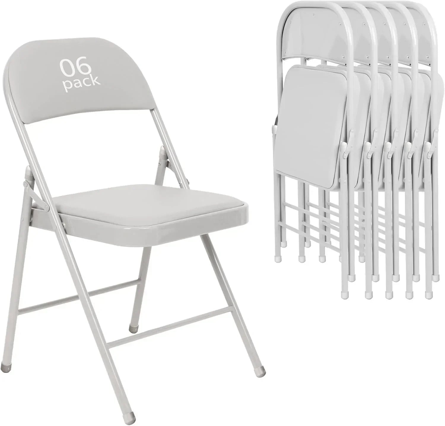 6 Pack Black Folding Chairs with Leather Chairs Events Office Wedding Party Upholstered Chairs