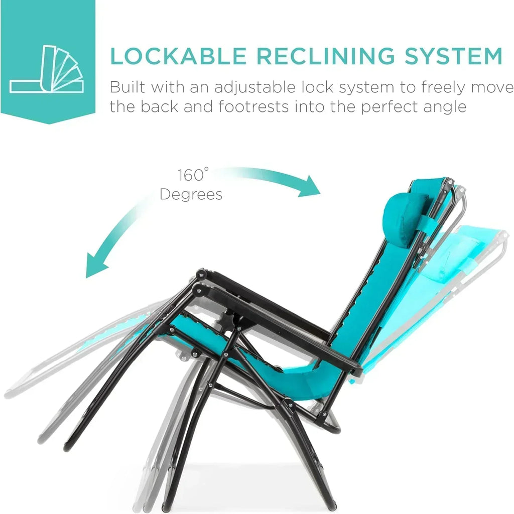 Best Choice Products Folding Zero Gravity Recliner Patio Lounge Chair Adjustable Canopy Shade