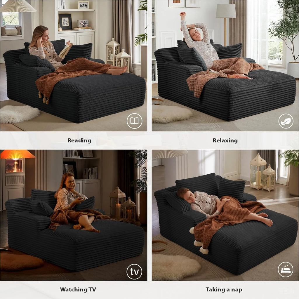 50-inch indoor recliner, oversized corduroy upholstered boneless sofa bed, deep sleeper sofa reading chair, cloud sofa, living room sofa