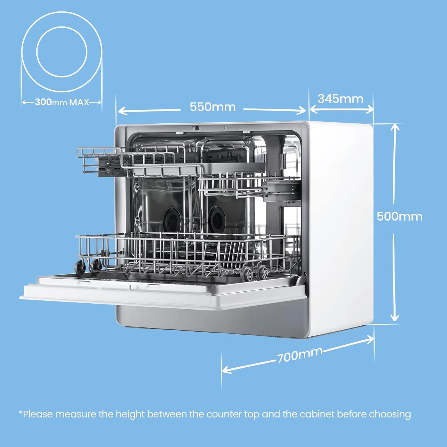COMFEE' Portable Mini Dishwasher Countertop with 5L Built-in Water Tank for Apartments& RVs