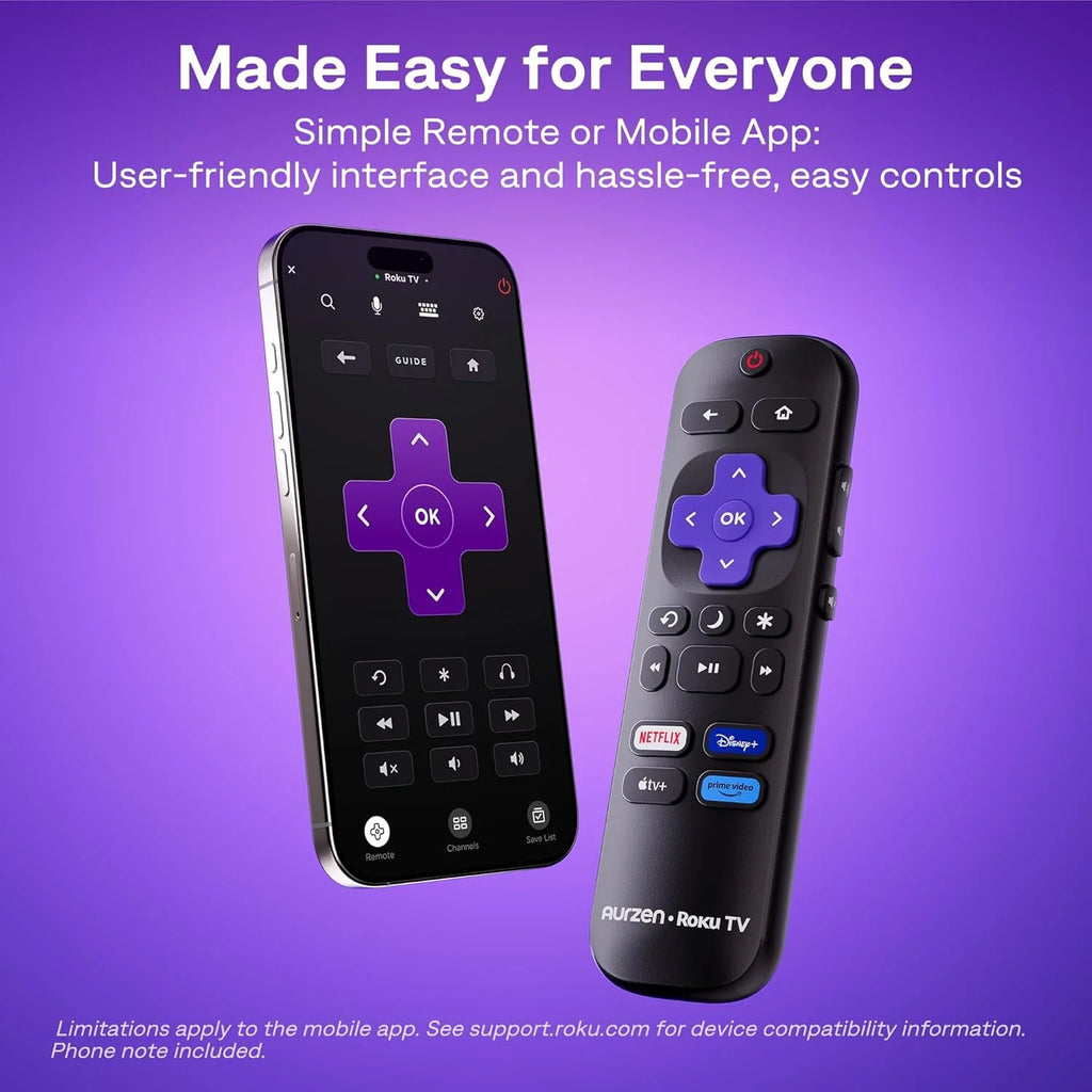 Aurzen Roku TV Smart Projector with Wifi and Bluetooth, Roku Streaming Experience Built-in
