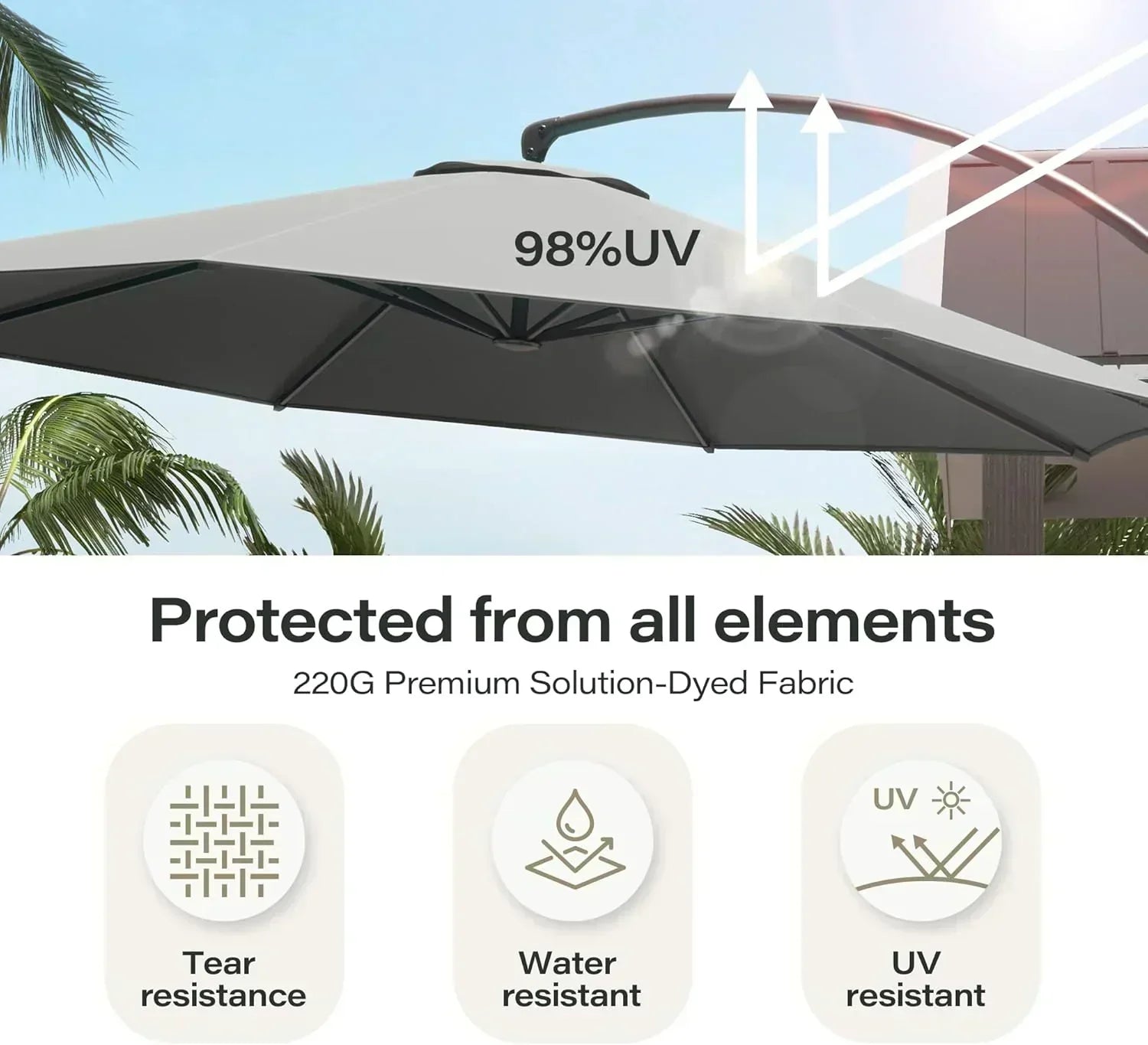 LAUSAINT HOME Outdoor Patio Umbrella with Base included 11 FT Deluxe Curvy Cantilever Umbrella