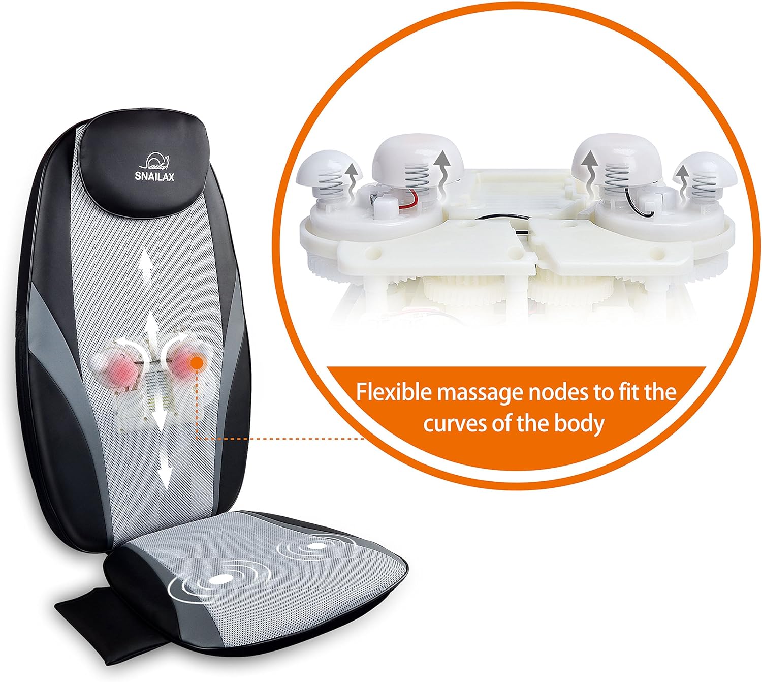 Snailax Shiatsu Massage Cushion with Heat Massage Chair Pad Kneading Back Massager for Home