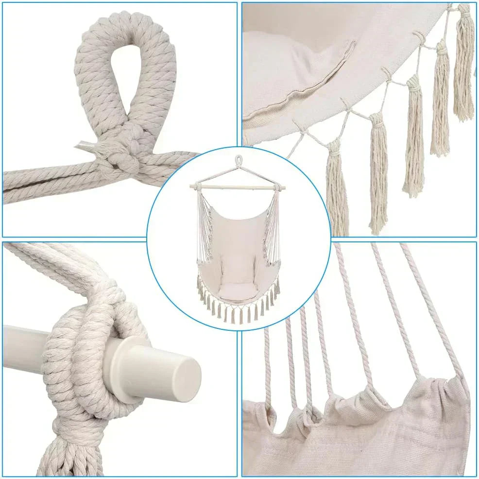 ONCLOUD Hammock Chair Hanging Rope Swing Load Capacity Macrame Hammock Swing Seat