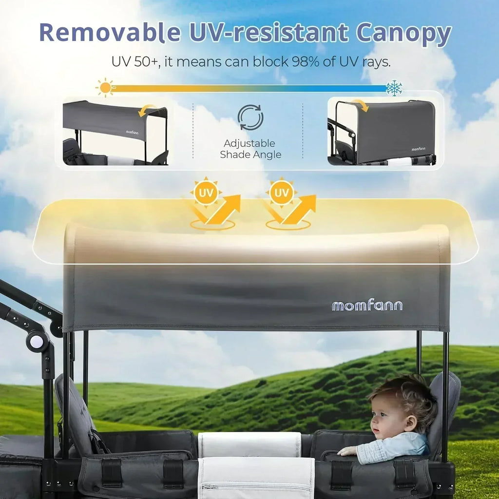 Stroller Wagon for Kids Wagon Stroller Toddlers 2 Seaters All-Terrain Baby Wagon Outdoor
