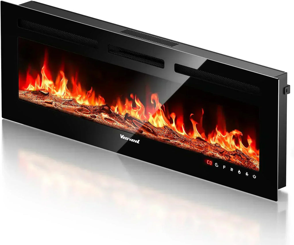 Electric Fireplace 60Inch Wall Mounted Electric Fireplace Heater with Timer Inserts TV Stand