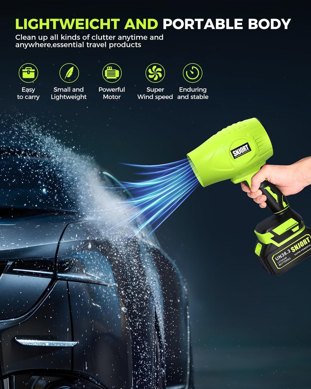 Leaf Blower Cordless with Battery and Charger Extended Nozzle Lightweight Handheld Design