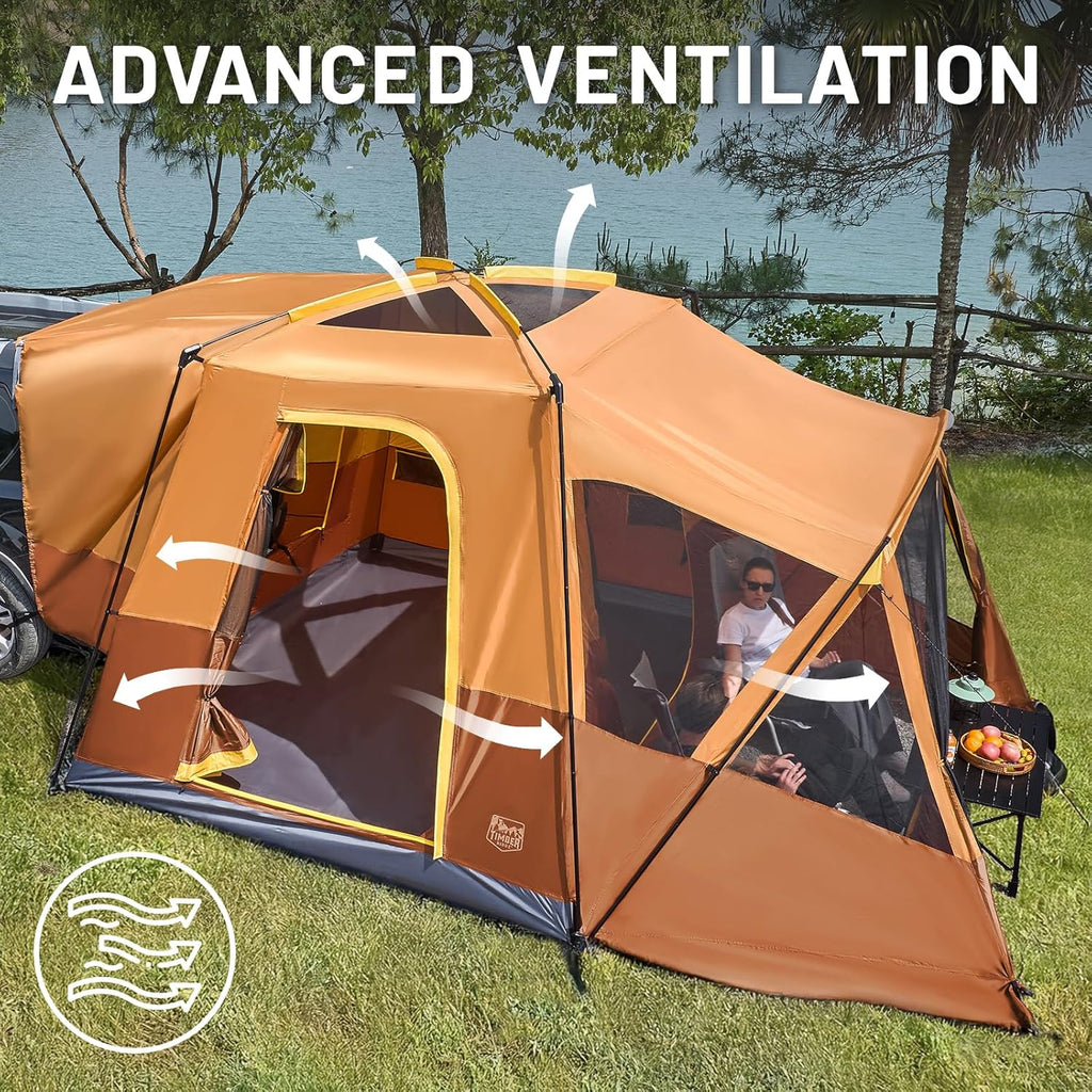 TIMBER RIDGE 5-9 Person SUV Tent with Screen Porch and Awning for Family Camping Weather Resistant
