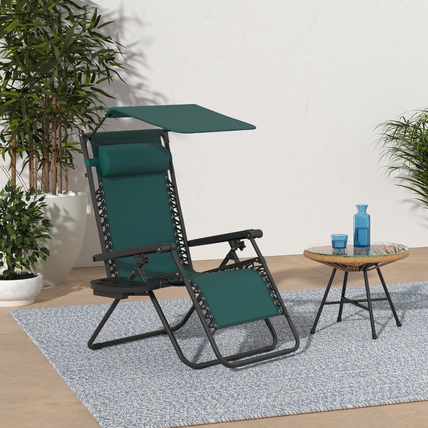 Best Choice Products Folding Zero Gravity Recliner Patio Lounge Chair Adjustable Canopy Shade