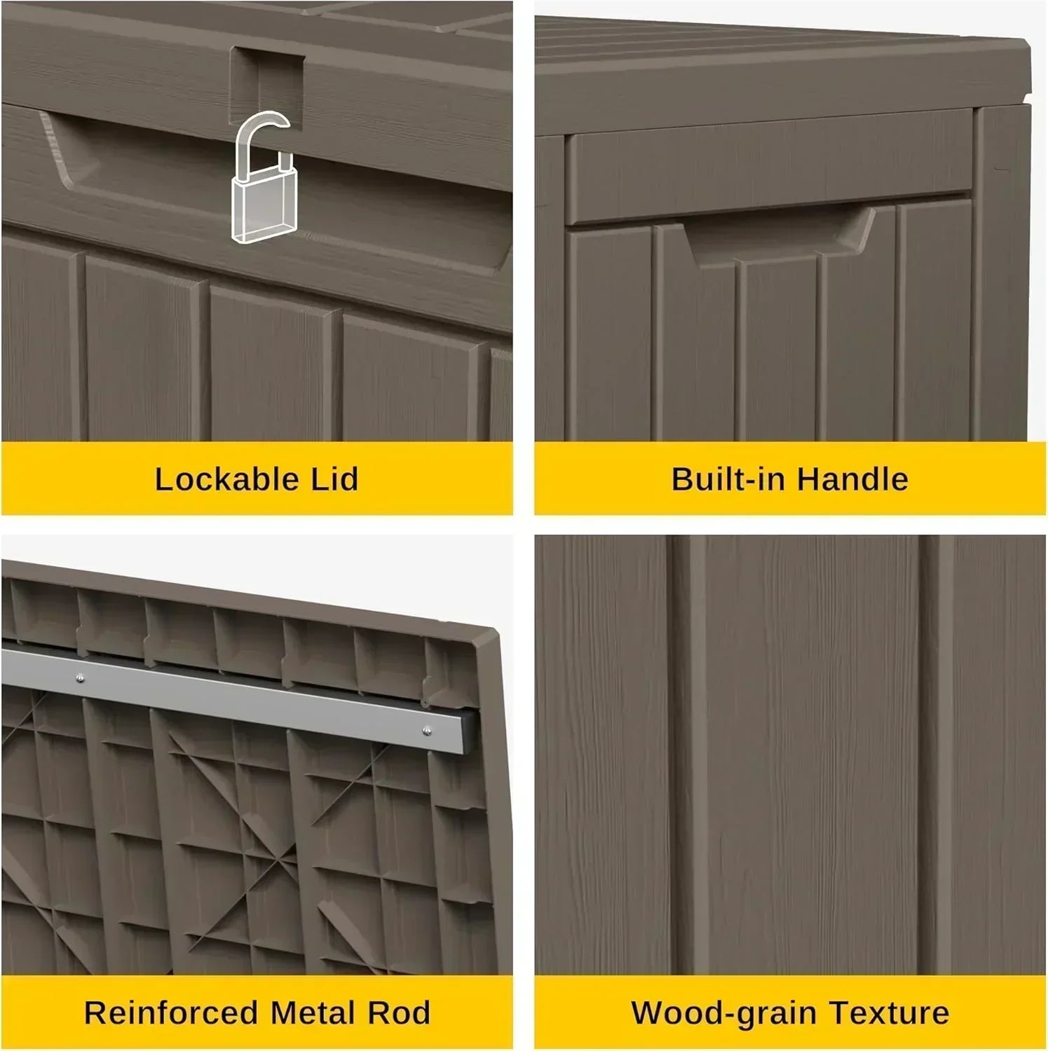 EAST OAK Outdoor Storage Box 60 Gallon Deck Box Indoor and Outdoor Use Waterproof Resin Storage