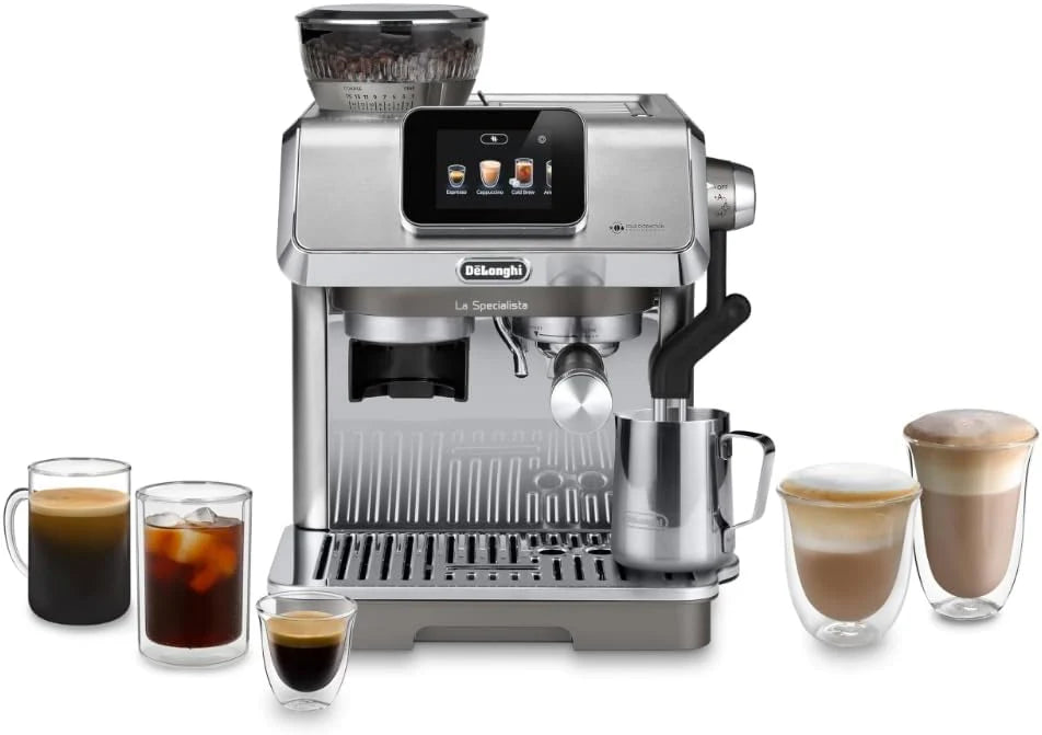 De'Longhi La Specialista Touch Espresso Machine with Grinder & Milk Frother ?Cold Brew & Iced Coffee Maker, Burr Grinder, 10 Drink Presets, Compact Bean to Cup, Award-Winning Italian Design