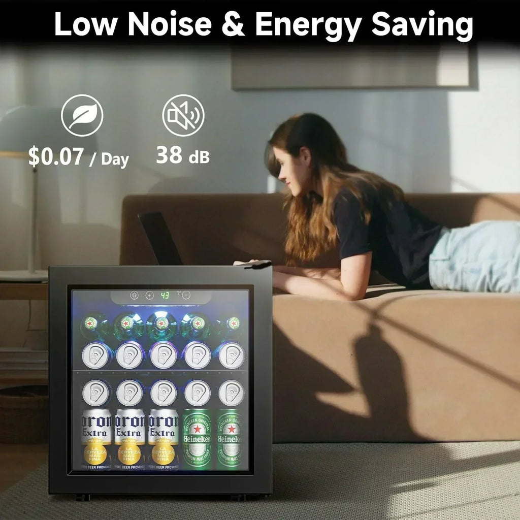 Beverage Refrigerator Cooler 126 Can Mini Fridge Glass Door for Drinks Soda Beer Wine Refrigerator