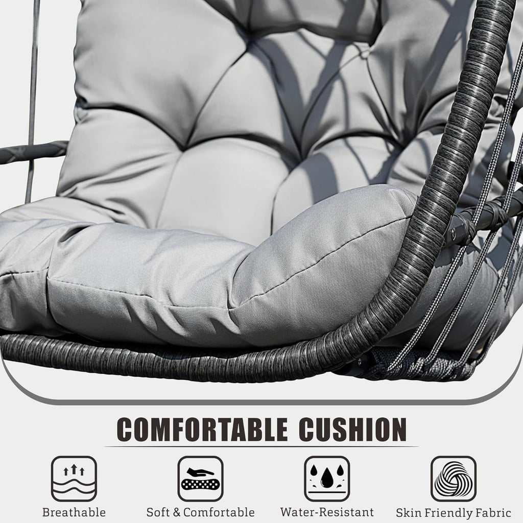 HWB Hanging Egg Chair Patio Wicker Hammock Egg Swing Chair with Cushion for Bedroom