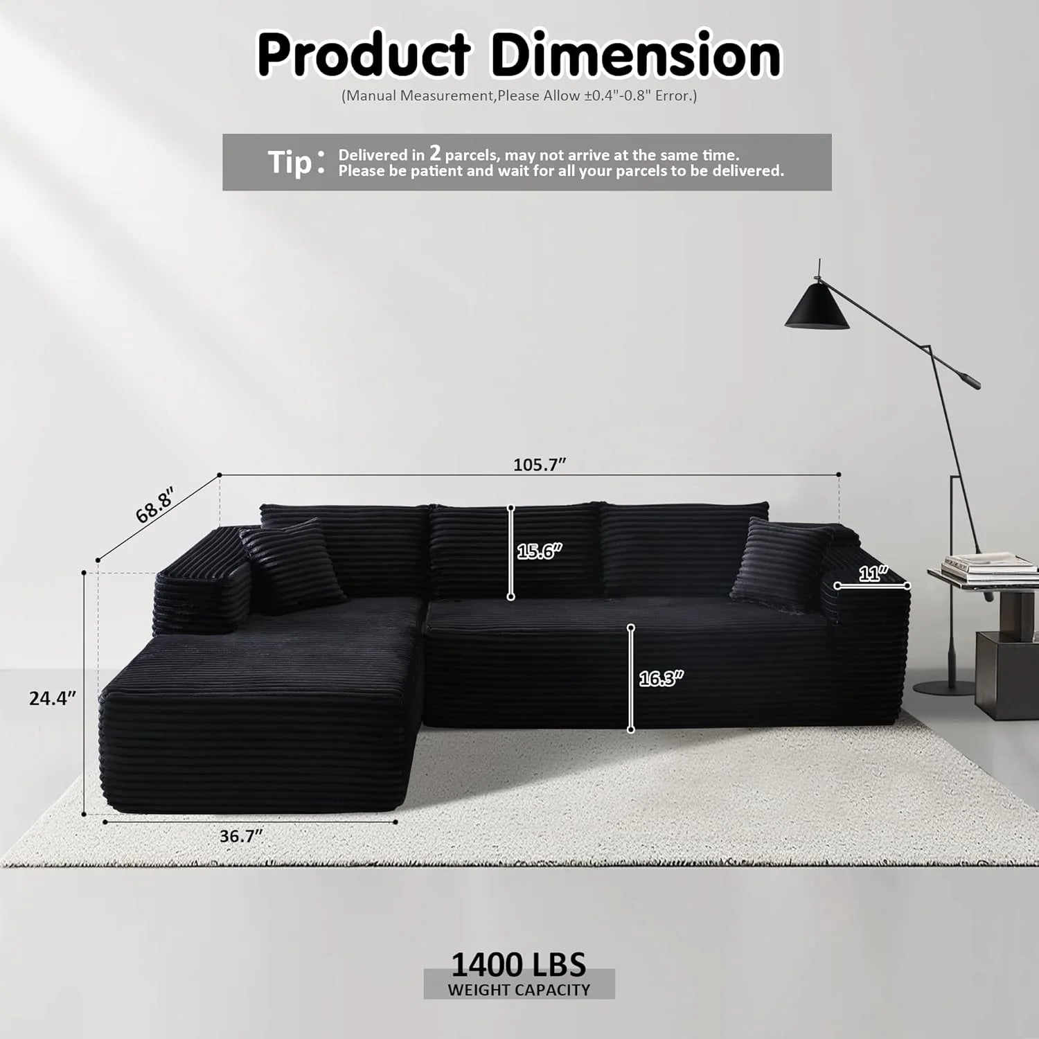 Ovios 104 Cloud Section Sofa L-shaped lounge chair, modern modular sofa
