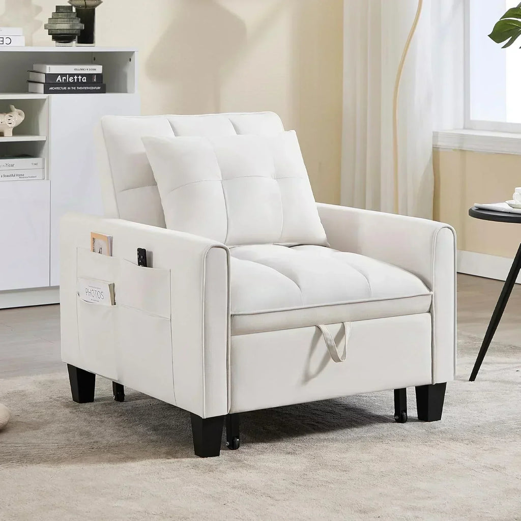 Convertible Sleeper Chair 3 in 1 Sleeper Chair Bed Pull Out Sofa Bed Chairs Velvet Single Sofa