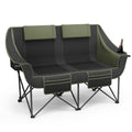 Oversized Heavy Duty Folding Camping Chair for Two Adults Loveseat with Cup Holders and Carry Bag 660 lbs