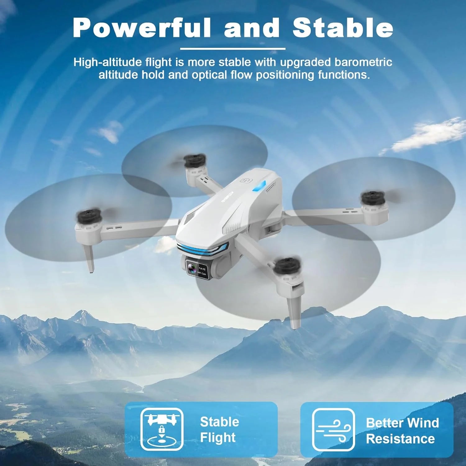 Drone with Camera for Adults, HD FPV Drones with Upgrade Altitude Hold, One-Key Take Off/Landing, Voice Control, Headless Mode, 2 Batteries, Toys Gifts for Teen Boys Girls, Beginner