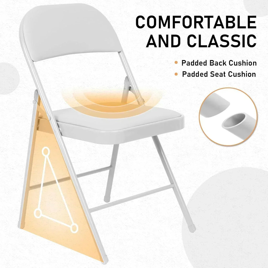 6 Pack Black Folding Chairs with Leather Chairs Events Office Wedding Party Upholstered Chairs