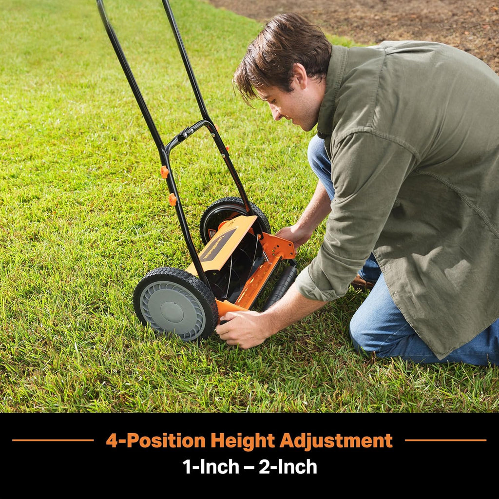 LawnMaster LMRM1801 Push Reel Lawn Mower 18-Inch 5-Blade
