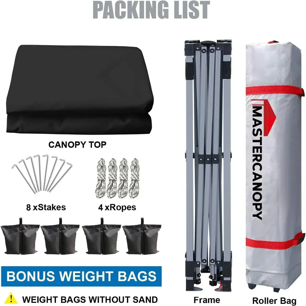 Durable Pop-up Canopy Tent with Roller Bag (10x10 Black)