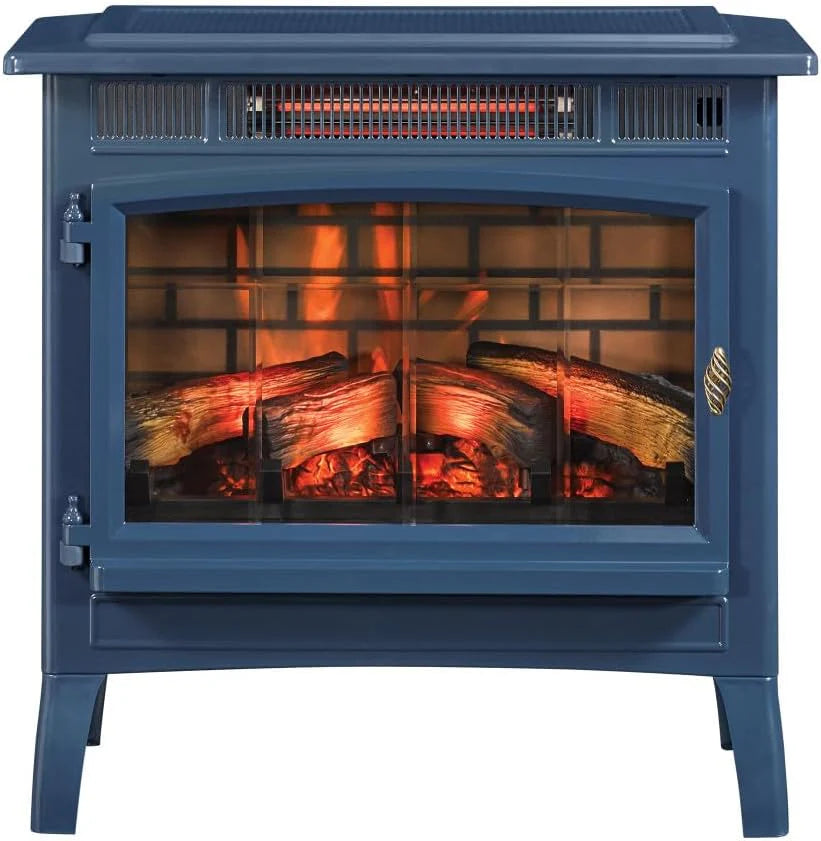 Freestanding Electric Fireplace Stove Heater with 3D Flame Effect for 1,000 Sq. Ft